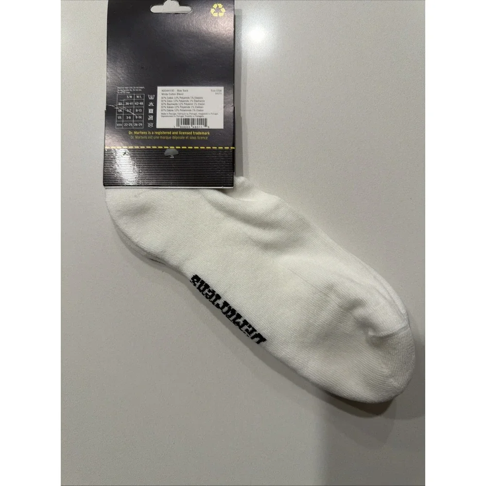 Dr Martens AD044100 White Bow Crew Socks Cotton Blend S/M NWT